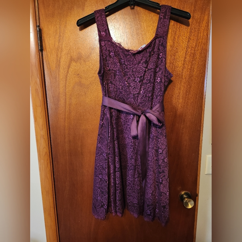 BeryLove Plum Floral Short Cocktail Dress with Pockets